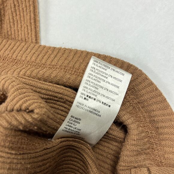 We The Free People Oversized Ribbed Knit Top Brown Cowl Neck Baggy Shirt SMALL - Picture 9 of 10